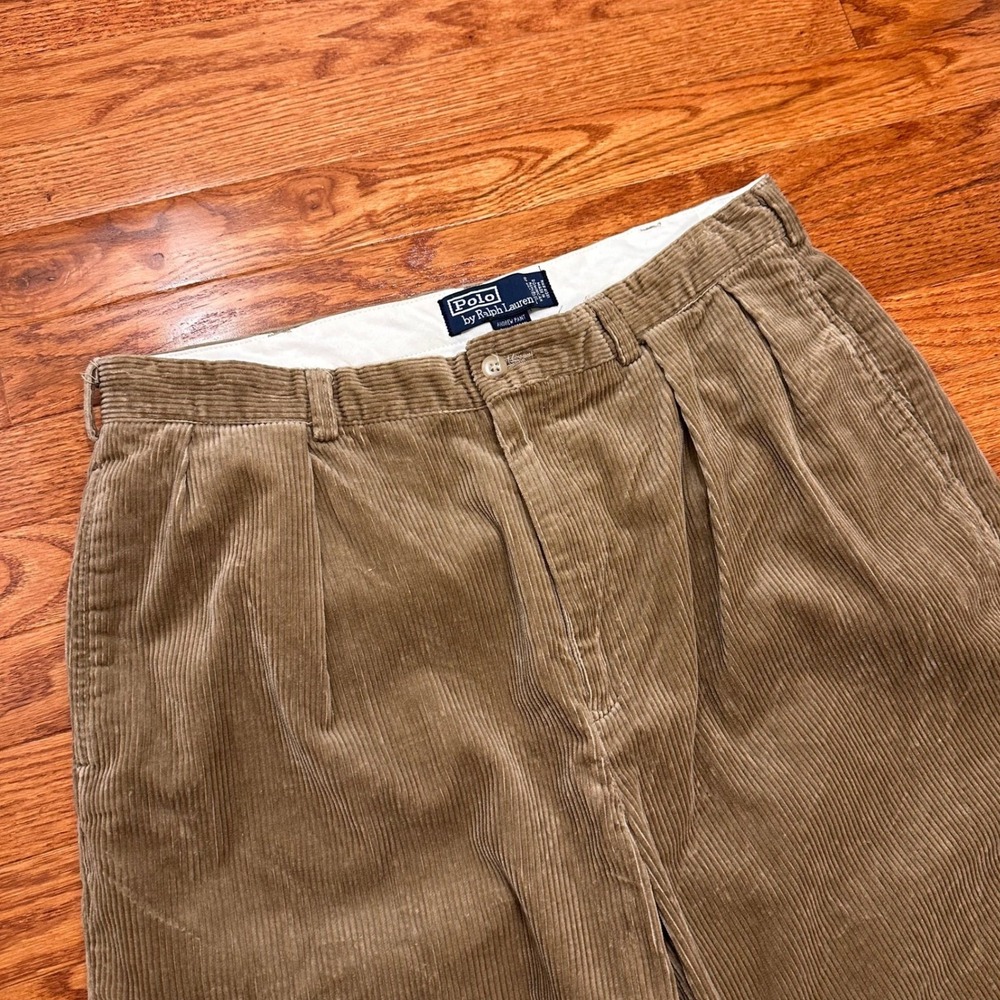 Vintage Polo Ralph Lauren Andrew Pant Corduroy Fits Mens 35x28 Brown Pleated